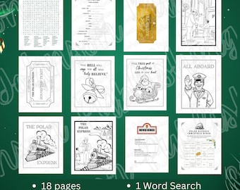 DER POLAR EXPRESS Film Begleiter, druckbare sofortiger Download, Weihnachten Zug Aktivität, Färbung, Bingo, Wortspiele, heiße Schokolade Rezept,