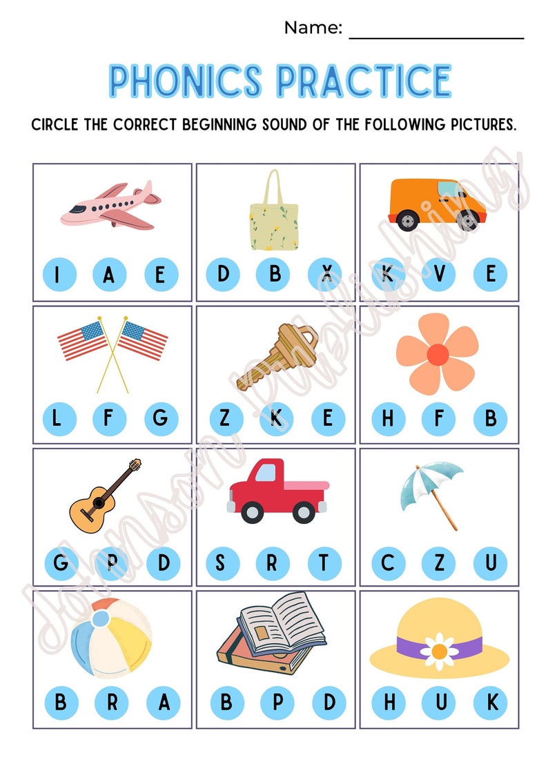 Multiple Choice Lettering Phonics Worksheet: Objects. Printable, Digital, Worksheet, Summer ...
