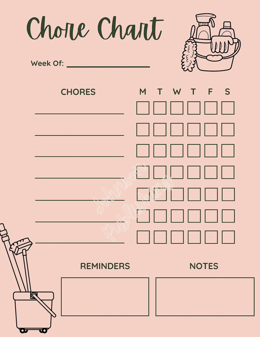 Weekly Chore Chart Printable - Etsy