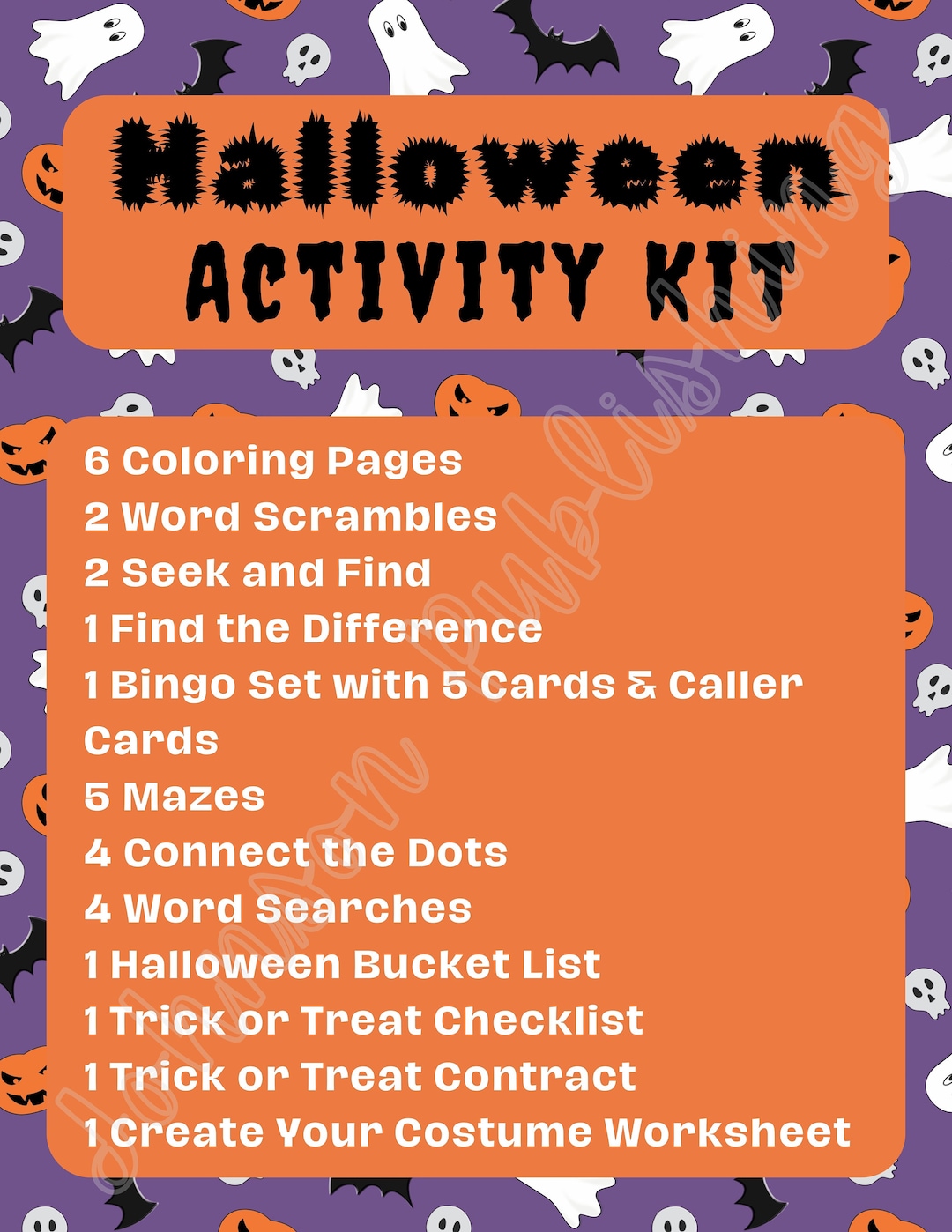 Halloween Kids Printable Activity Set Game Worksheets - Etsy