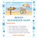 BEACH SCAVENGER HUNT Outdoor Kids Family Activity Game Printable BEACH SCAVENGER HUNT Outdoor Kids Family Activity Game Printable