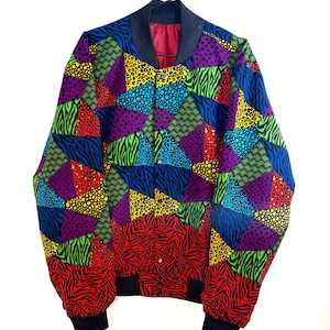 Handmade Ankara Patchwork Bomber Jacket | Unisex African Print