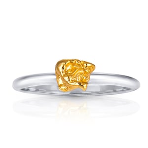 Ring with gold nugget (white gold)