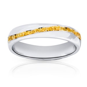 Women&#39;s wedding ring (white gold) with gold nuggets