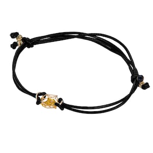 Men&#39;s leather bracelet with gold nugget in cage
