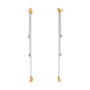 Dangle earrings (white gold) with swarovski and gold nuggets