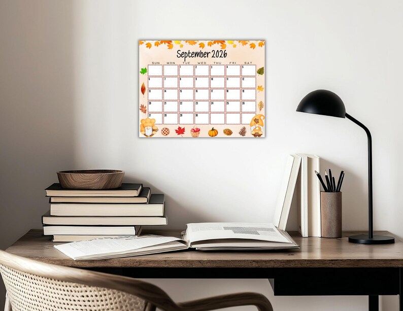 EDITABLE Printable September Calendar 2026 | Cute Gnome Fall Calendar W ...
