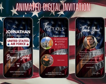 Digital Military Enlistment Going Away Party Invitation | National Guard | Navy | Marines | Army | Coast Guard | Air Force | Farewell Invite