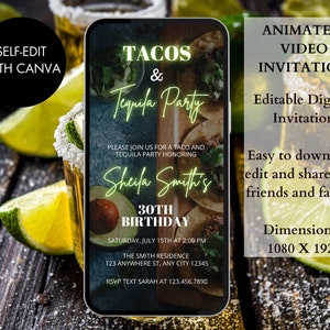 Digital Tacos and Tequila Party Invite | Fiesta Invite | Tacos and Margaritas Invite | Mexican food party Invite | Fiesta Birthday Invite