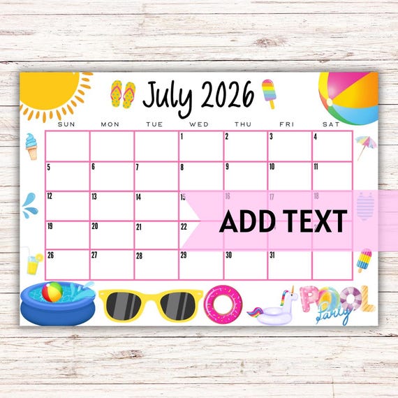 Best Printable July 2026 Calendar For Toddlers