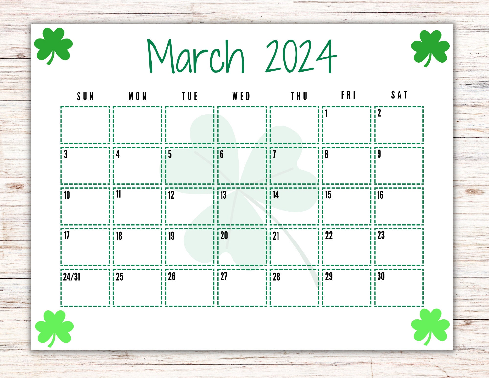 EDITABLE Printable March Calendar 2024 Cute St. Etsy UK