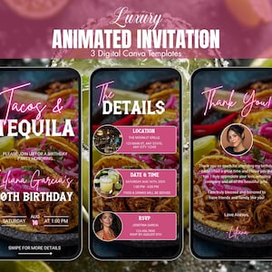 Digital Tacos and Tequila Party Invite | Fiesta Invite | Tacos and Margaritas Invite | Mexican food party Invite | Fiesta Birthday Invite