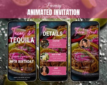 Digital Tacos and Tequila Party Invite | Fiesta Invite | Tacos and Margaritas Invite | Mexican food party Invite | Fiesta Birthday Invite
