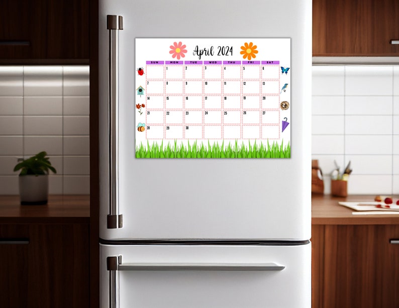 EDITABLE Printable April Calendar 2024 Spring Monthly Etsy Australia