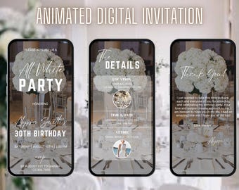 All White Party Invitation | Birthday Dinner Invite | All White Birthday Affair Invitation | Summer White Party Invite | Canva Template