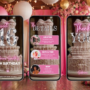 Animated Diamond Sweet 16 Birthday Invitation | Digital Birthday Invite for Teens | Editable Sweet Sixteen Birthday Invitation | Sweet 16