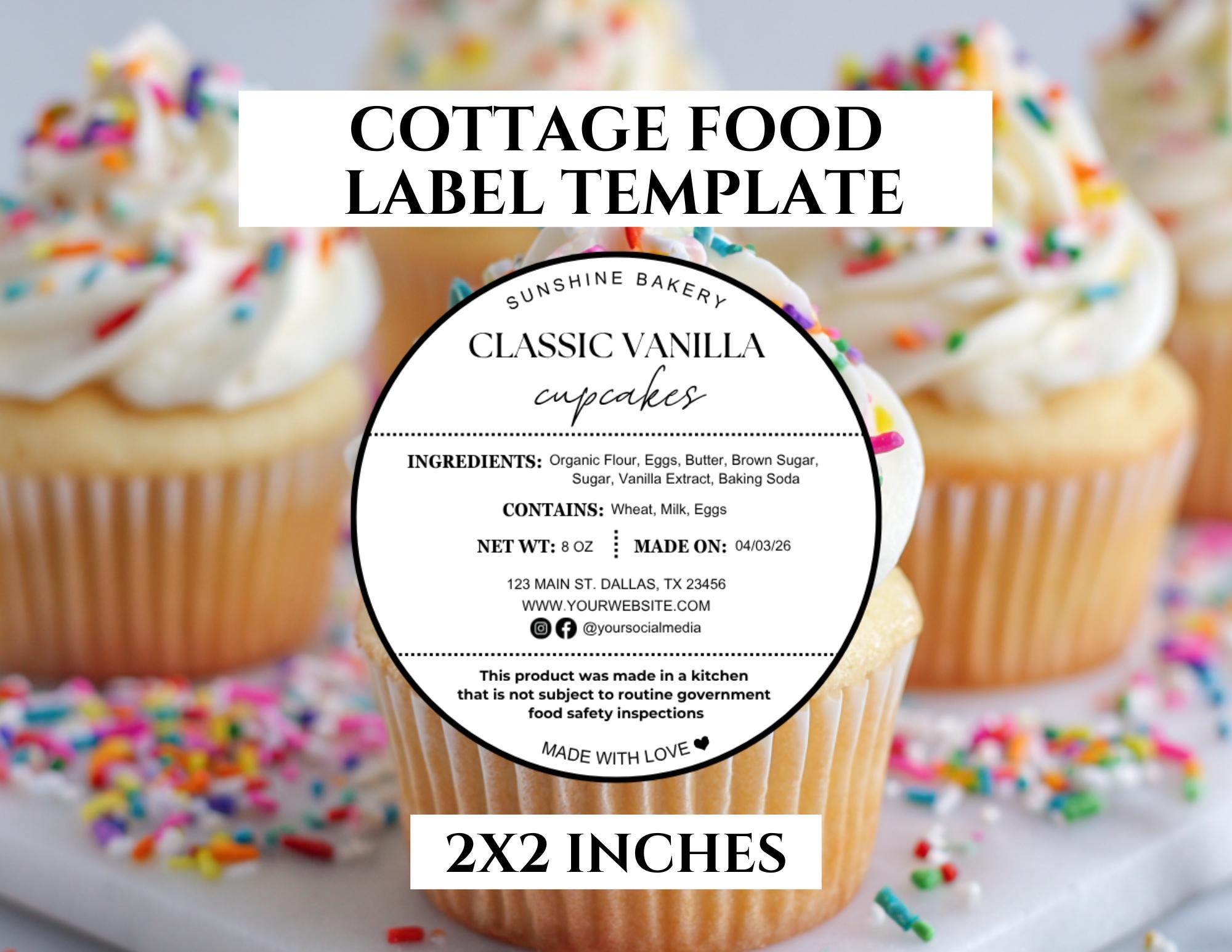 Editable Cottage Food Label | Printable Food Label | DIY Bakery ...