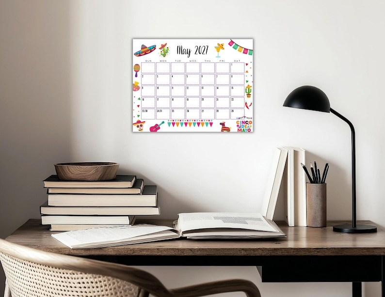 EDITABLE Printable May Calendar 2027 | Cinco De Mayo Themed Calendar | Classroom Calendar | Family Calendar | Monthly Calendar image 5