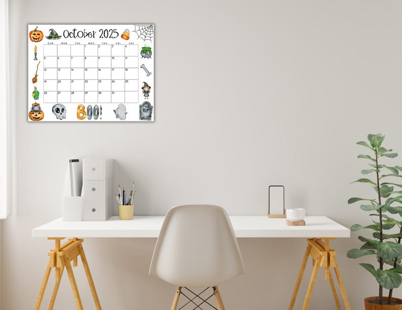EDITABLE Printable October Calendar 2025 | Halloween Calendar | Cute ...