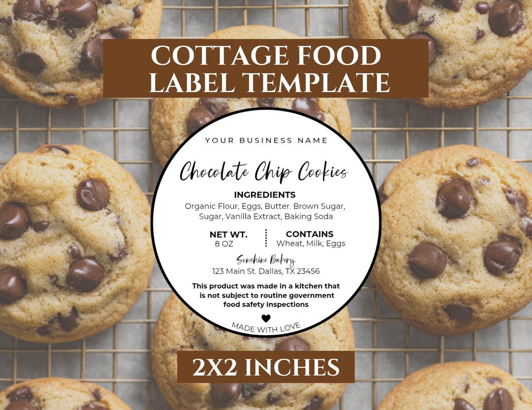 Editable Cottage Food Label | Printable Food Label | DIY Bakery ...