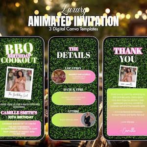 Digital Birthday Cookout Invitation | Chic BBQ Party Invite | Editable Backyard BBQ Invitation | Ladies Night Invitation | Chill and Grill