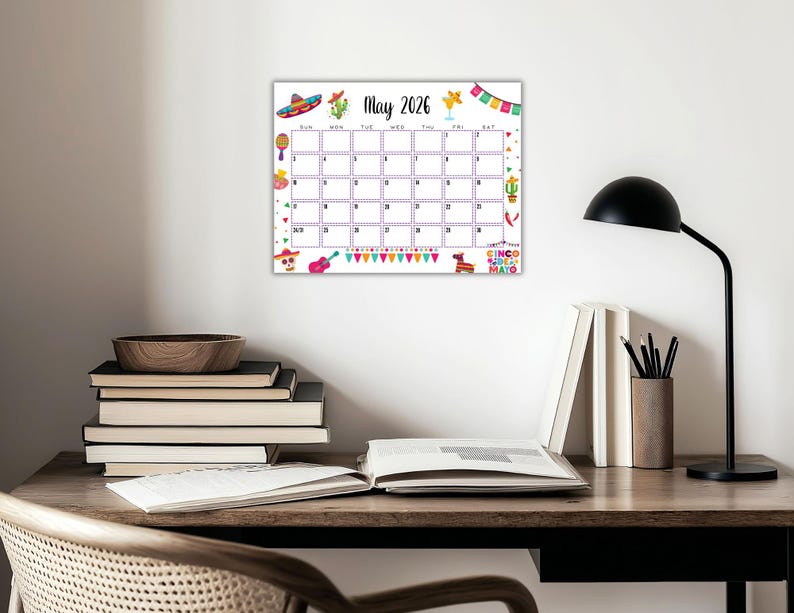 Calendario de mayo 2026 imprimible y editable / Calendario temático del ...