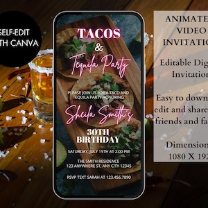 Digital Tacos and Tequila Party Invite | Fiesta Invite | Tacos and Margaritas Invite | Mexican food party Invite | Fiesta Birthday Invite