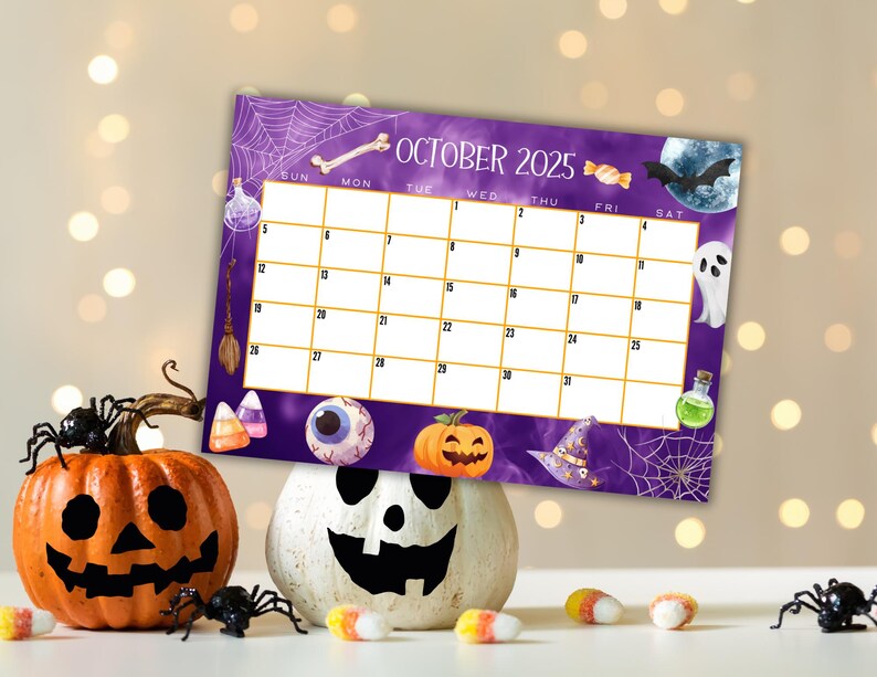 EDITABLE Printable October Calendar 2025 | Halloween Calendar ...