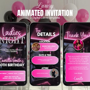Digital Girls Night Birthday Invitation | Glam Girls Night Party Invite | Let&#39;s Get Tipsy Girls Night Invite | Ladies Night Invitation