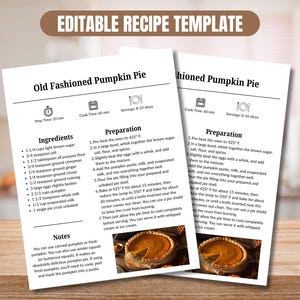 Minimalist Recipe Template | Printable Recipe Template | Family Recipe | Cookbook Templates | Printable Recipe Page | US Letter Size | Canva