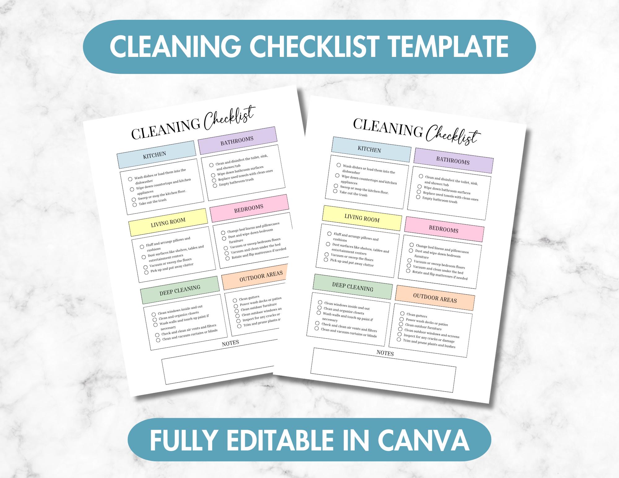 Editable Cleaning Schedule Checklist | Printable Daily, Weekly, Monthly ...