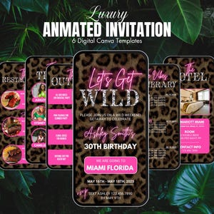 Let&#39;s Get Wild Invite | Birthday Weekend Itinerary | Miami Getaway | Trip Itinerary | Birthday Invite | Digital Itinerary | Girls Trip