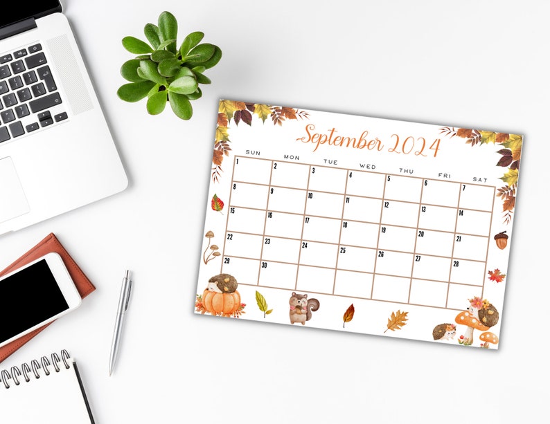 EDITABLE Printable September Calendar 2024 Cute September Calendar W ...