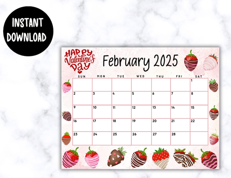 EDITABLE Printable February Calendar 2025 | Cute Valentine's Day ...