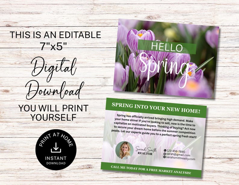 Spring Weekend Realtor Real Estate Hello Spring Postcard | Agent Spring Mailer Real Estate ...