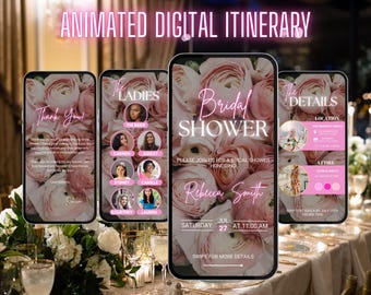 Convite floral editável para chá de panela | Convite digital animado para chá de panela | Modelo editável | Convite para despedida de solteira