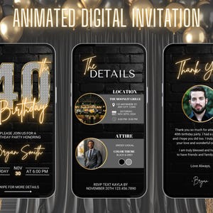 Digitale Einladung zum 40. Geburtstag für Männer | 40er Geburtstag Dinner Party | Vierzig Party einladen für ihn | Bearbeitbare Vorlage | Rustikales Evit