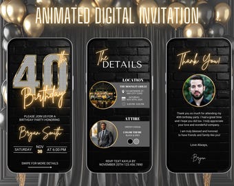Digital 40th Birthday Invitation For Men | 40th Birthday Dinner Party | Forty Party Invite For Him | Editable Template | Rustic Evite