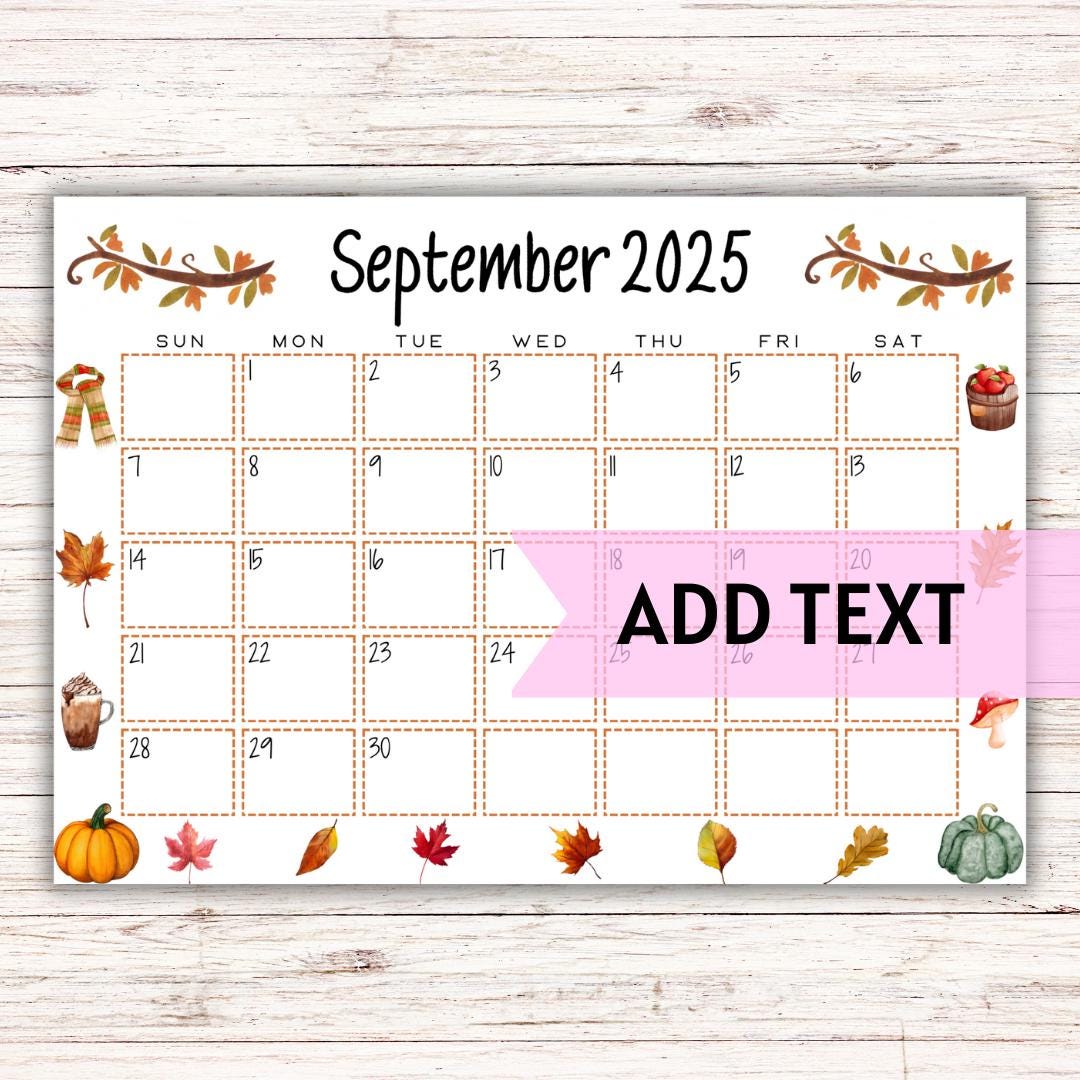 EDITABLE Printable September Calendar 2025 | September Calendar W ...