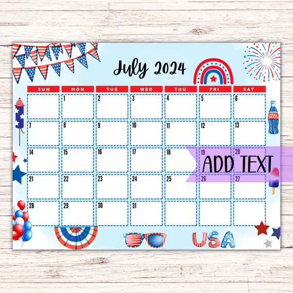 EDITABLE Printable July Calendar 2024 Cute 4th of July Calendar Family Calendar July 2024 Calendar Fillable Calendar - Etsy Denmark EDITABLE Printable July Calendar 2024 Cute 4th of July Calendar Family Calendar July 2024 Calendar Fillable Calendar - Etsy Denmark