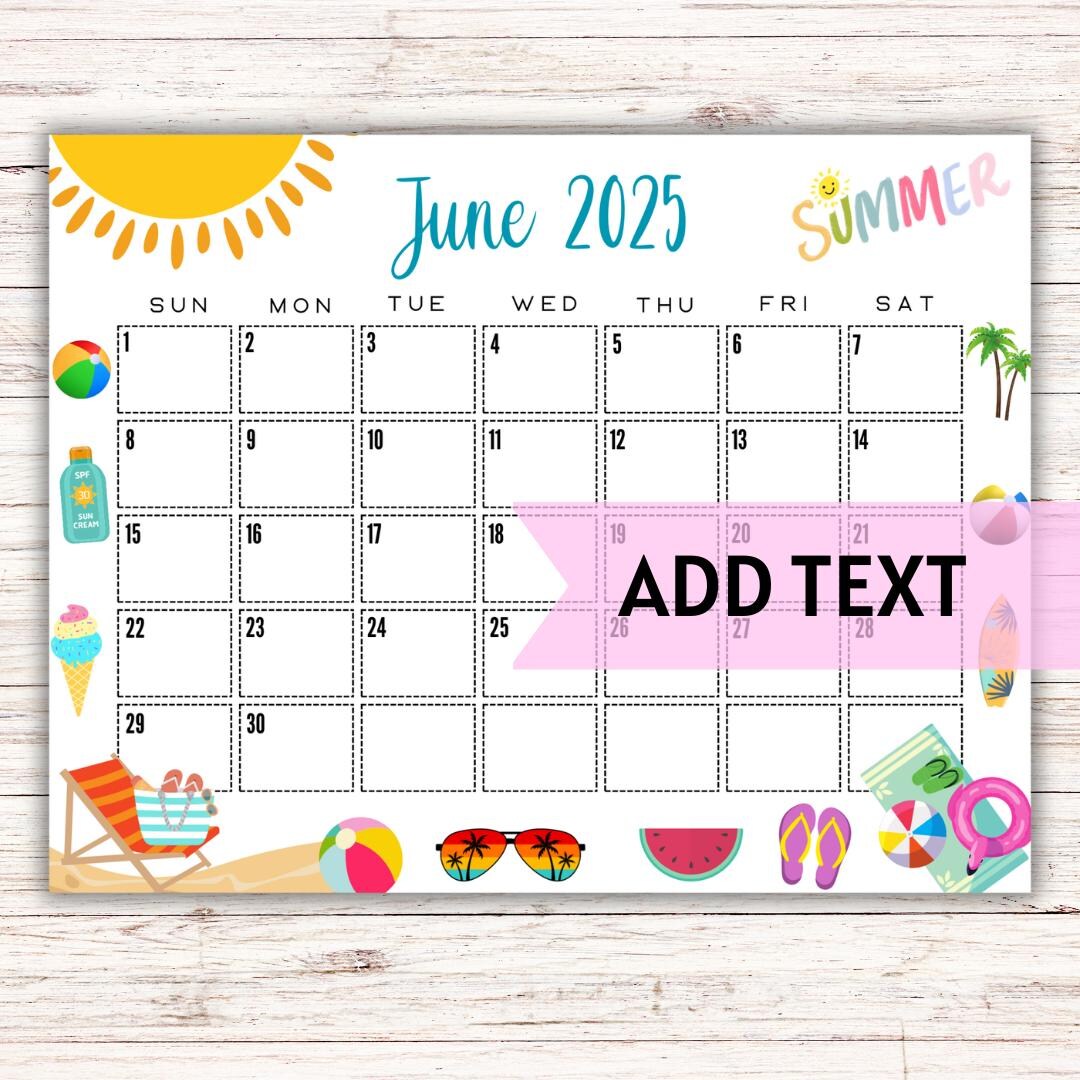 editable-printable-june-calendar-2025-beautiful-summer-june-calendar-w-sunglasses-and-beach-balls-wall-calendar-fillable-calendar-etsy