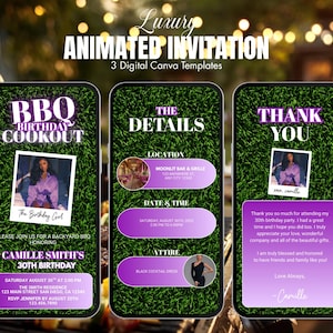 Digital Birthday Cookout Invitation | Chic BBQ Party Invite | Editable Backyard BBQ Invitation | Ladies Night Invitation | Chill and Grill