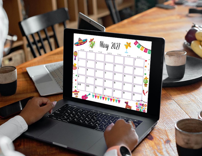 EDITABLE Printable May Calendar 2027 | Cinco De Mayo Themed Calendar | Classroom Calendar | Family Calendar | Monthly Calendar image 4
