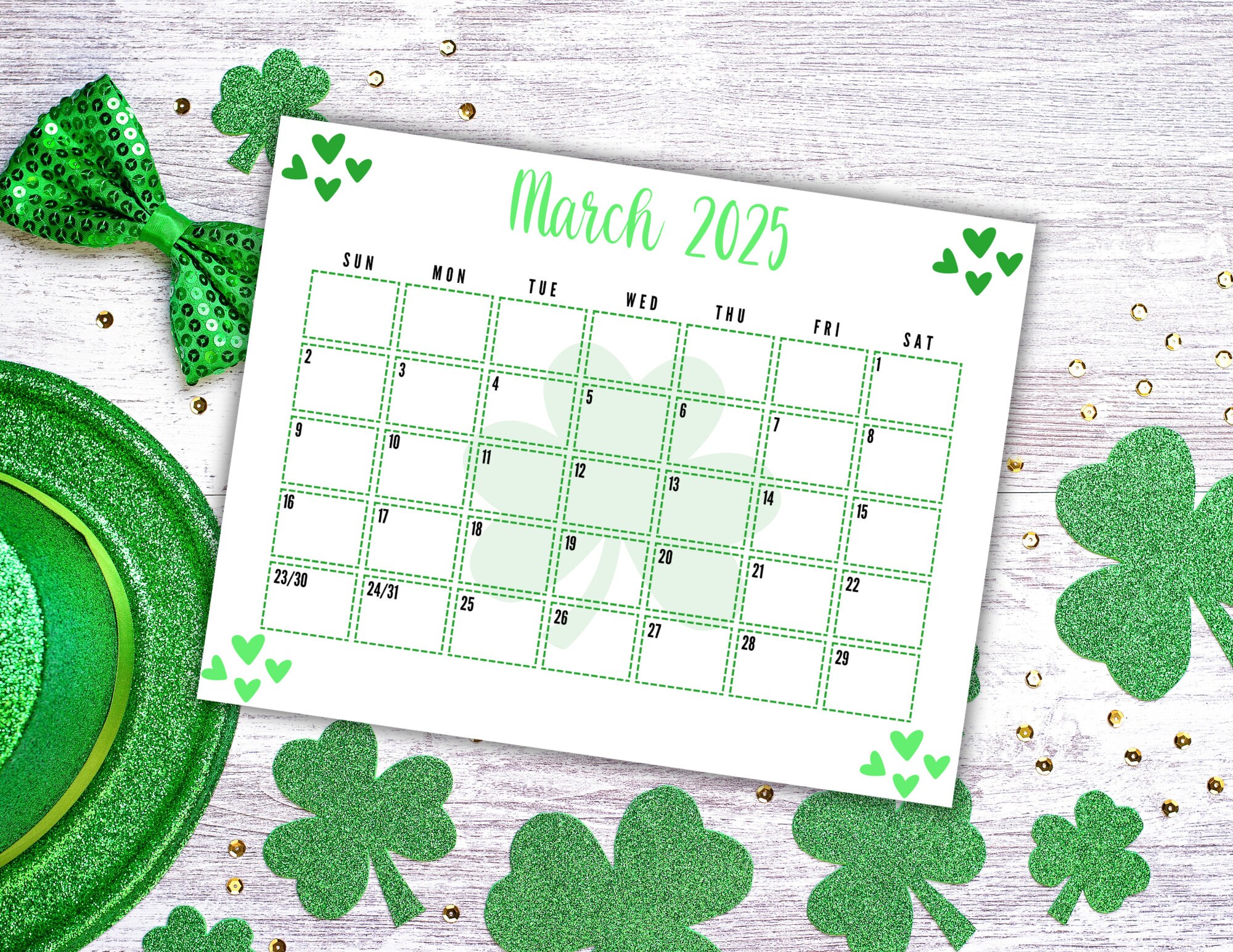 EDITABLE Printable March 2025 Calendar Cute Printable St. Patrick's Day