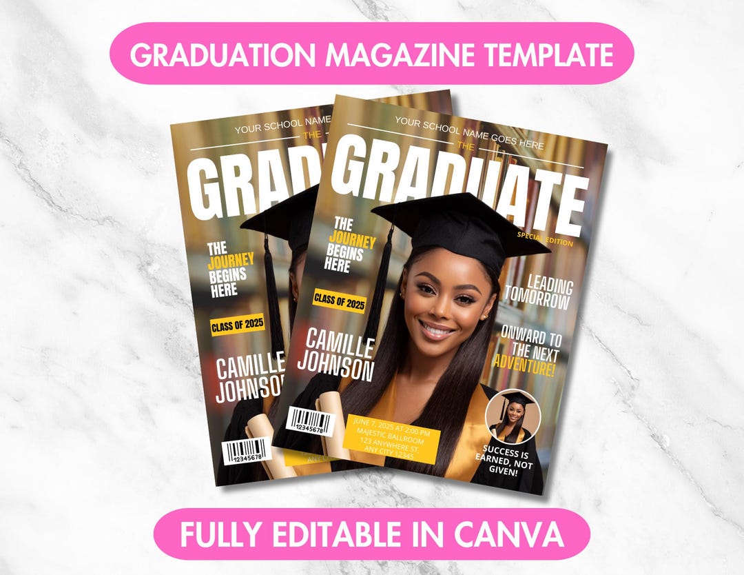 Digital Magazine Graduation Invitation | Magazine Grad Announcement ...