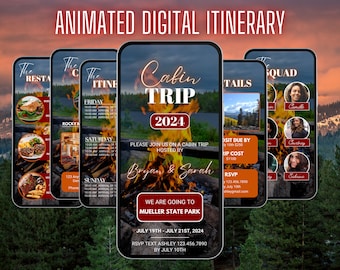 Cabin Trip Reiseplan | Geburtstag Wochenende Reiseplan | Cabin Getaway | Reiseverlauf | Geburtstag einladen | Digitaler Reiseplan | Mädchentripp