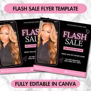 Flash Sale Flyer | Boutique Sale Flyer | Clothing Sale Flyer | Hair Lash Makeup Business Sale Flyer | DIY Website Sale Social Media Flyer