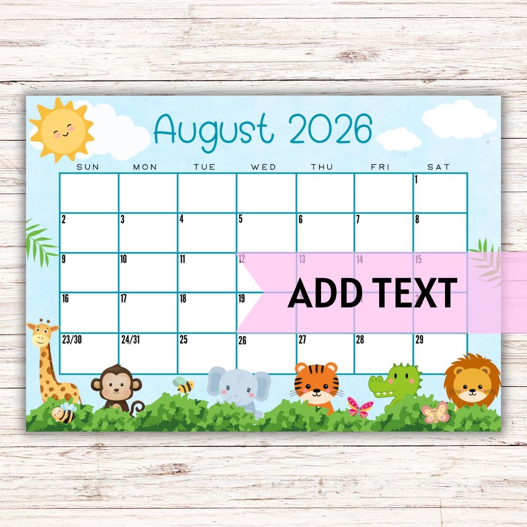 Ideas For A Cute August 2026 Calendar With Animal Themes