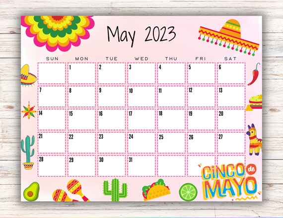 EDITABLE Printable May Calendar 2023 Cinco De Mayo Calendar - Etsy