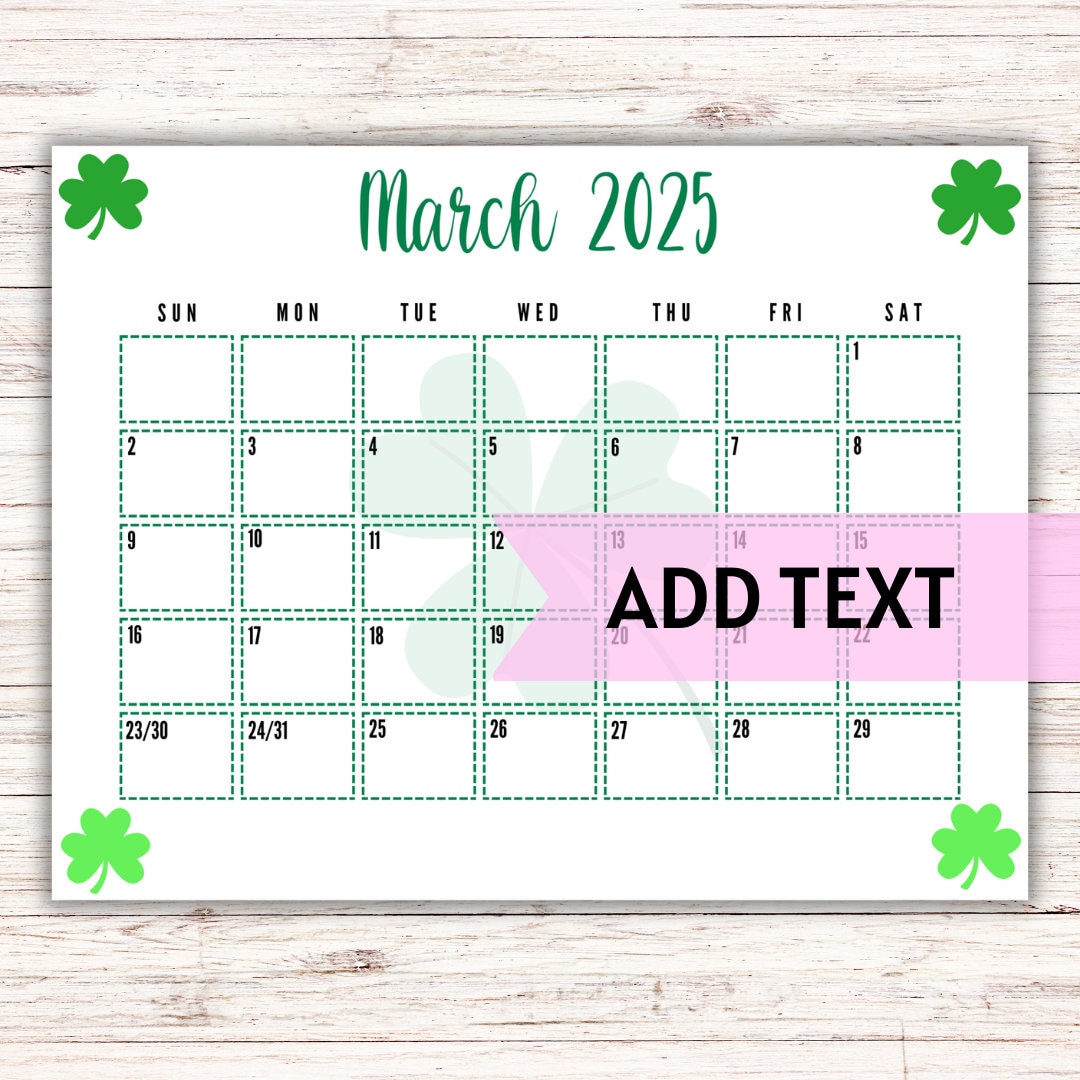 EDITABLE Printable March 2025 Calendar Cute St. Patrick's Day Calendar W/ Shamrocks Monthly March 2024 Calendar Classroom Calendar - Etsy editable-printable-march-2025-calendar-cute-st-patrick-s-day-calendar-w-shamrocks-monthly-march-2024-calendar-classroom-calendar-etsy